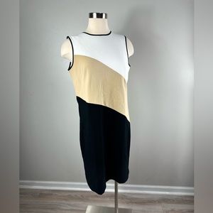 AnnTaylor Ivory Tan Black Colorblock Career Casual Sheath Dress Size 8 NWT